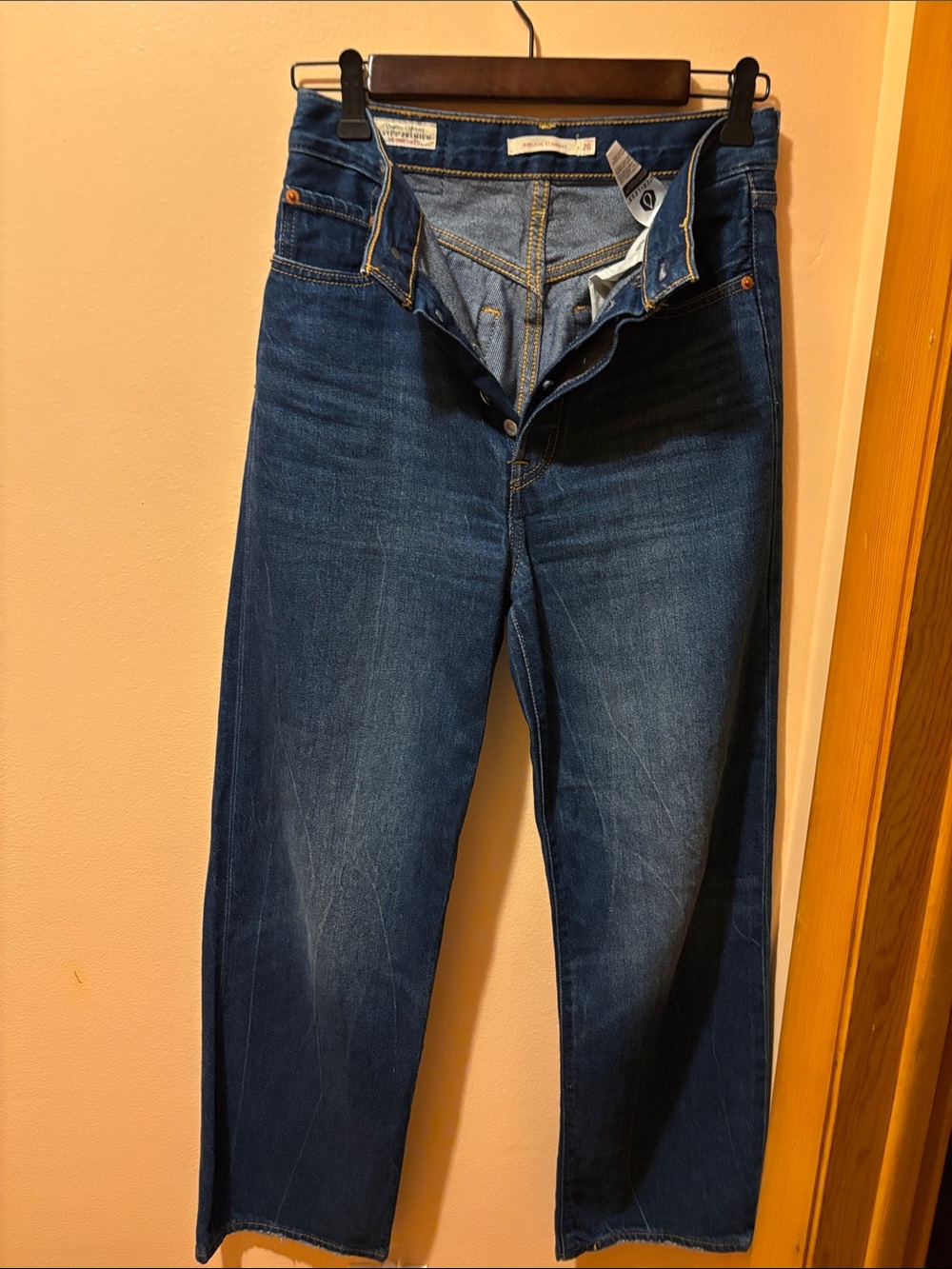 Women Dark Blue Button-Fly Jeans
